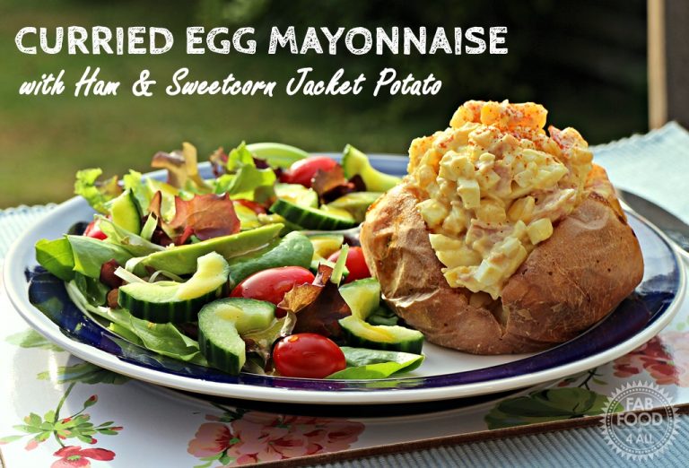 Curried Egg Mayonnaise with Ham & Sweetcorn Jacket Potato
