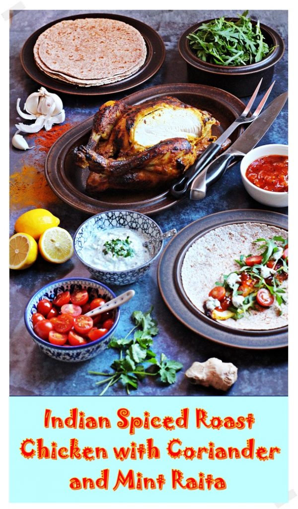 Indian Spiced Roast Chicken with Coriander & Mint Raita - Fab Food 4 All